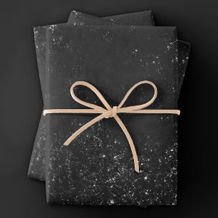 Feuille De Papier Cadeau Glimmery Onyx Grunge   Tambour noir argenté