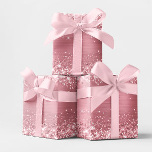 Feuille De Papier Cadeau Glittery Light Baby Pink Ombre Foil