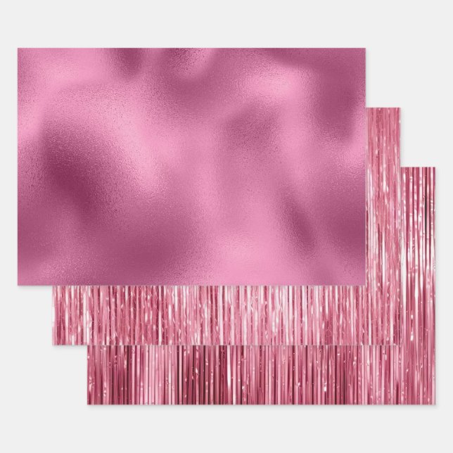 Feuille De Papier Cadeau Glitz Chic Rose Glam (Lot)