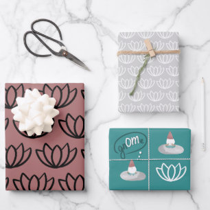 Feuille De Papier Cadeau Gnome Buns & Puns Yoga & Méditation Lotus Motifs