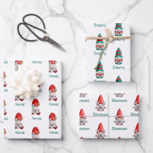 Feuille De Papier Cadeau Gnome de Noël personnalisée