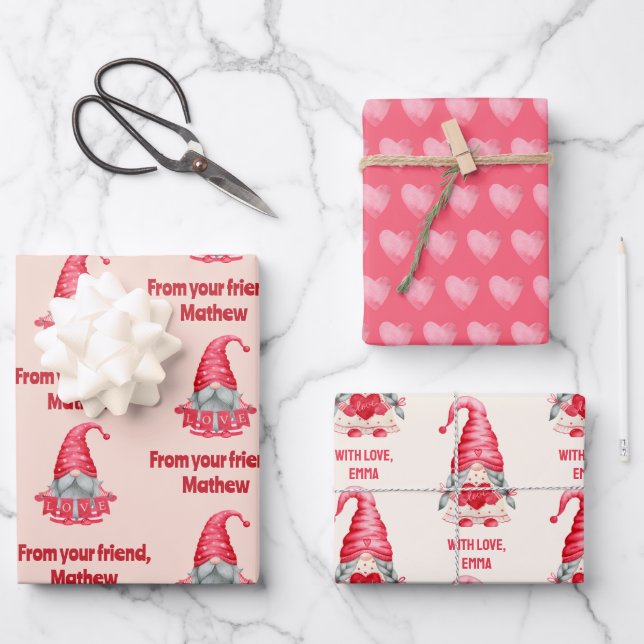 Feuille De Papier Cadeau Gnomes Custom Valentines Day Classmates Cadeaux (Recto)