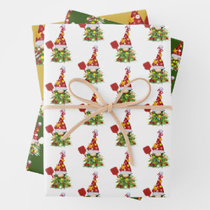 Feuille De Papier Cadeau Gnomes de Noël de Pickleball mignons