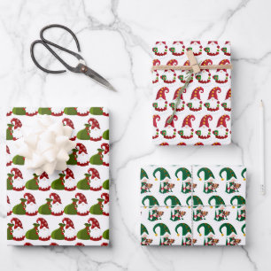 Feuille De Papier Cadeau gnomes de Noël festifs carrelés