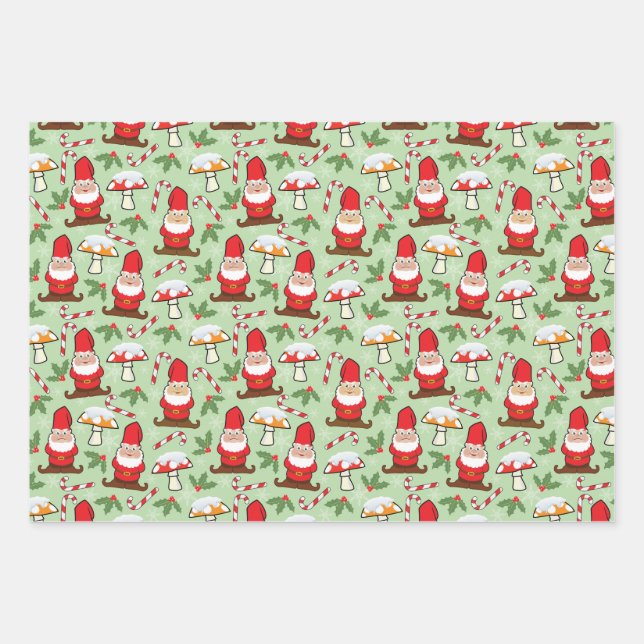 Feuille De Papier Cadeau Gnomes d'hiver (Devant)