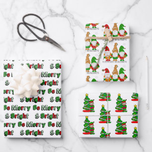 Feuille De Papier Cadeau Gnomes, Joyeux et brillants elfes de Noël