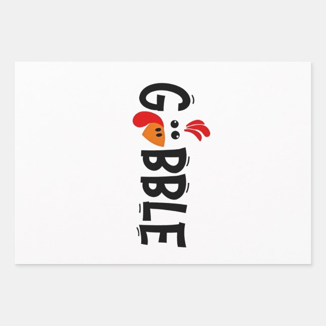 Feuille De Papier Cadeau Gobble Funny Thanksgiving Turquie fête (Devant)