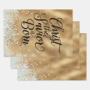 Feuille De Papier Cadeau Gold Christ le Sauveur Noël chrétien