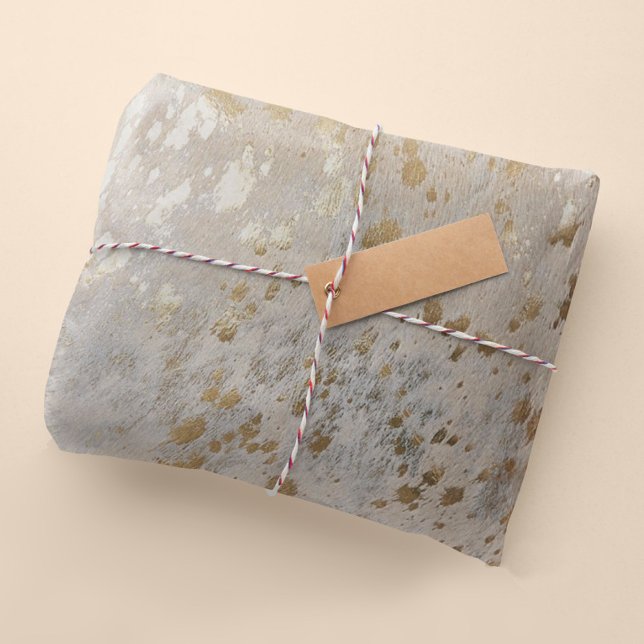 Feuille De Papier Cadeau Gold Cowhide Print Metallic (Créateur téléchargé)