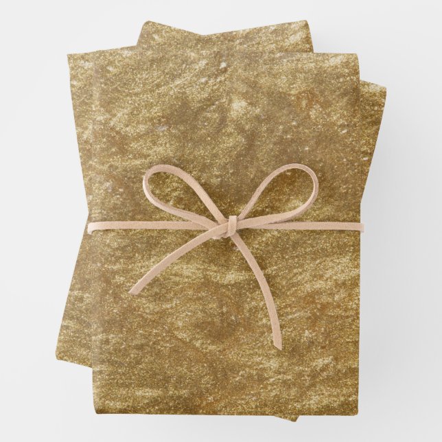 Feuille De Papier Cadeau Gold Faux Foil (En situation)