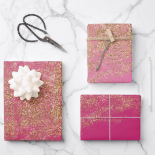 Feuille De Papier Cadeau Gold Faux Parties scintillant Girl rose étincelle
