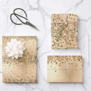 Feuille De Papier Cadeau Gold Glitzy Parties scintillant Sparkle Confetti