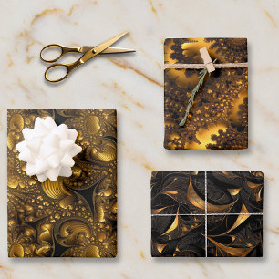 Feuille De Papier Cadeau Gold Metallic Look Fractal Designs