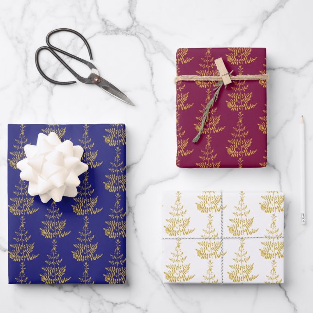 Feuille De Papier Cadeau Gold Noël (Recto)