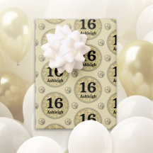 Gold Nom personnalisé Âge 16 Anniversaire