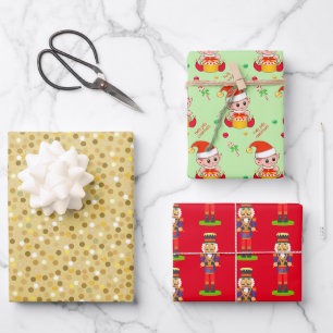 Feuille De Papier Cadeau Golden Confetti, Elfe de Noël, Casse-noires