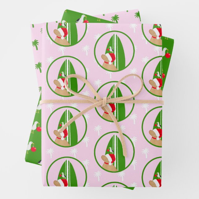 Feuille De Papier Cadeau Golden Surboard Chien Seagull Pink Enveloppement c (En situation)