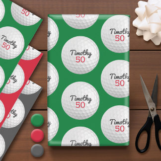 Feuille De Papier Cadeau Golf Ball Anniversaire - 50e ou autre année