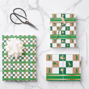 Feuille De Papier Cadeau Golf de Noël - Motif de golf minimaliste