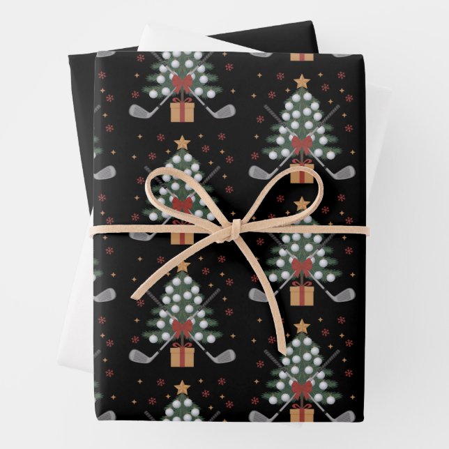 Feuille De Papier Cadeau Golf Equipment Christmas Tree Christmas Golf (En situation)