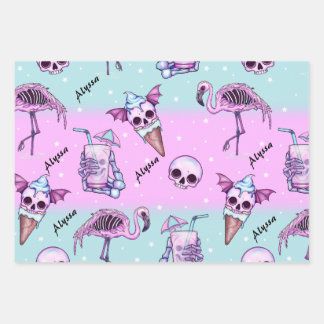 Feuille De Papier Cadeau Goth été/plage rose personnalisé