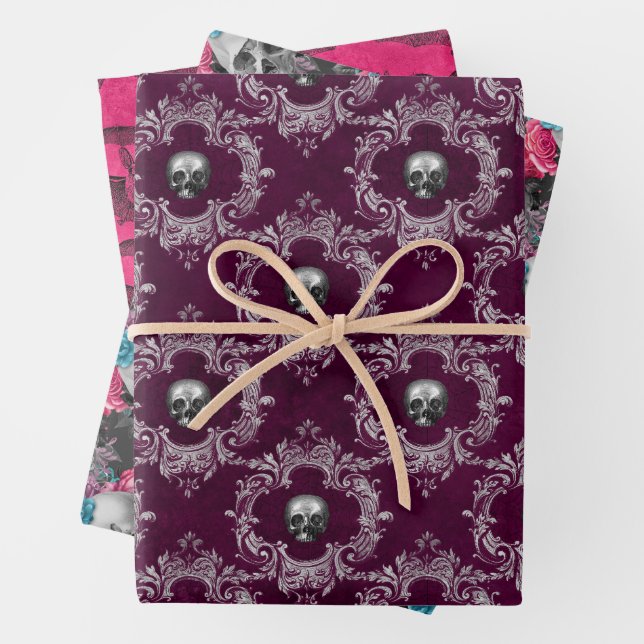 Feuille De Papier Cadeau Goth rose (En situation)