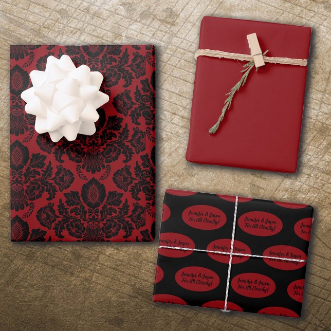Feuille De Papier Cadeau Gothique Victorien Rouge & Noir  (Créateur téléchargé)