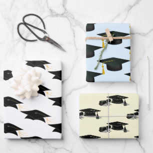 Feuille De Papier Cadeau Graduation Caps Graduation