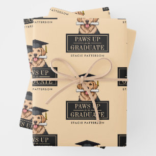 Feuille De Papier Cadeau Graduation personnalisée mignon Golden Retriever C