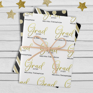 Feuille De Papier Cadeau Gradué Gold Calligraphie Script moderne