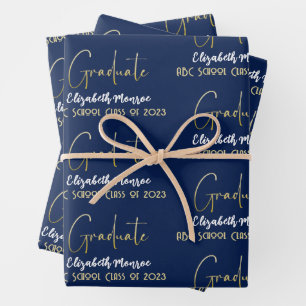 Feuille De Papier Cadeau Gradué Gold Calligraphie Script moderne