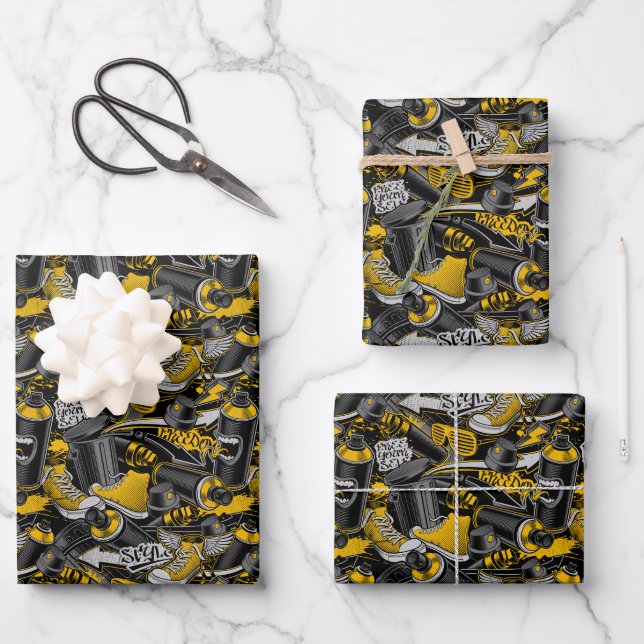 Feuille De Papier Cadeau Graffiti urbain Motif de rue (Recto)