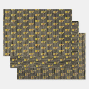 Feuille De Papier Cadeau Grain Rustique Faux Wood, Elégant Faux Gold "89e"