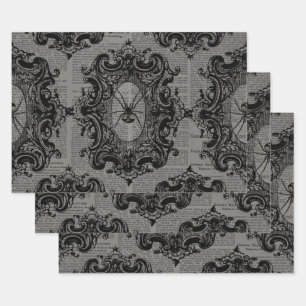 Feuille De Papier Cadeau Grande araignée encadrée sur gris foncé