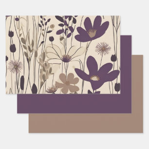 Feuille De Papier Cadeau Grande Fleur d'aubergine violette moderne