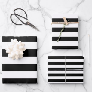 Feuille De Papier Cadeau Grandes Bandes Bandes Noires Et Blanches
