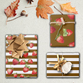 Feuille De Papier Cadeau Grandes fraises de cacao