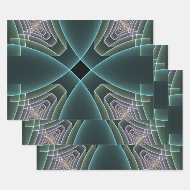 Feuille De Papier Cadeau Graphique géométrique Turquoise moderne (Lot)