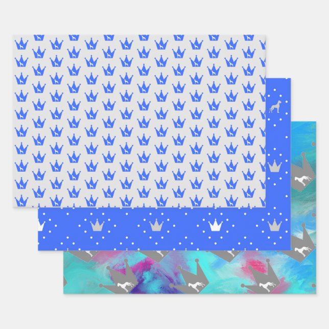Feuille De Papier Cadeau Graphique Royal Great Danes (Lot)
