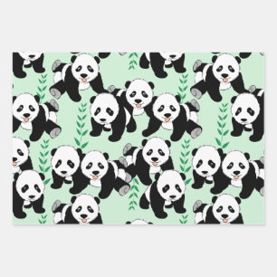 Feuille De Papier Cadeau Graphisme des ours de panda