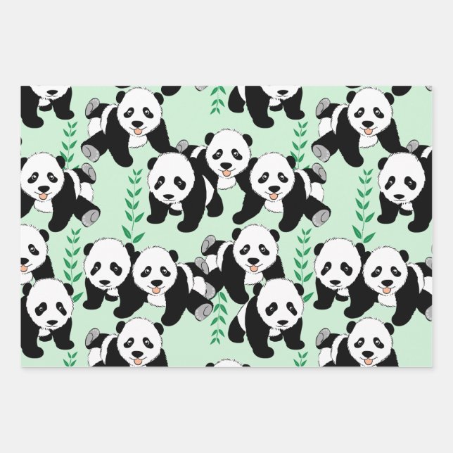 Feuille De Papier Cadeau Graphisme des ours de panda (Devant)