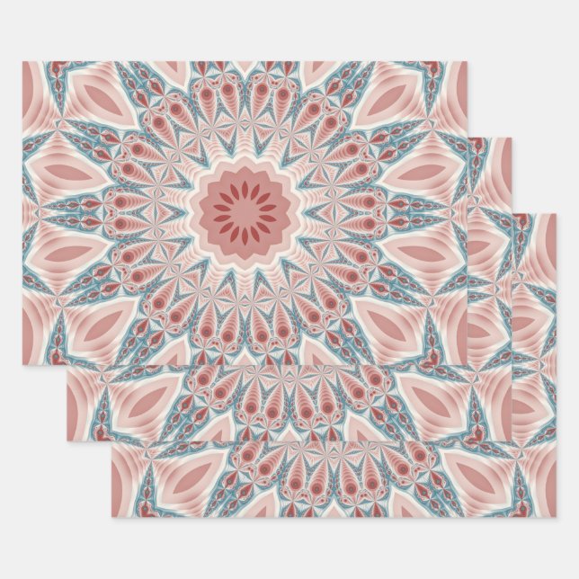 Feuille De Papier Cadeau Grattez moderne Kaleidoscope Mandala art fractal (Lot)
