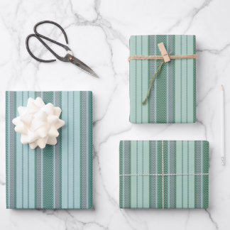 Feuille De Papier Cadeau Gray Cyan Chevron Stripes