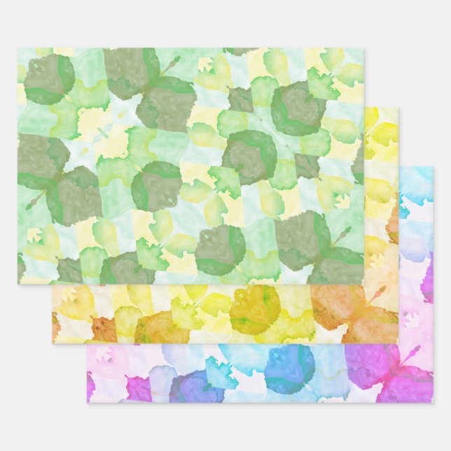 Feuille De Papier Cadeau Green abstract art Magical wallpaper (Lot)