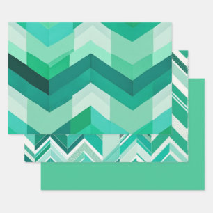 Feuille De Papier Cadeau Green Chevron