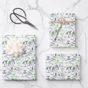 Feuille De Papier Cadeau Green Golf Icons Motif