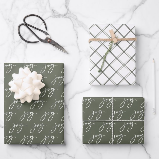 Feuille De Papier Cadeau Green Joy Holiday (Recto)