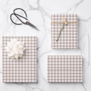 Feuille De Papier Cadeau Greige gris En vichy chèque Motif