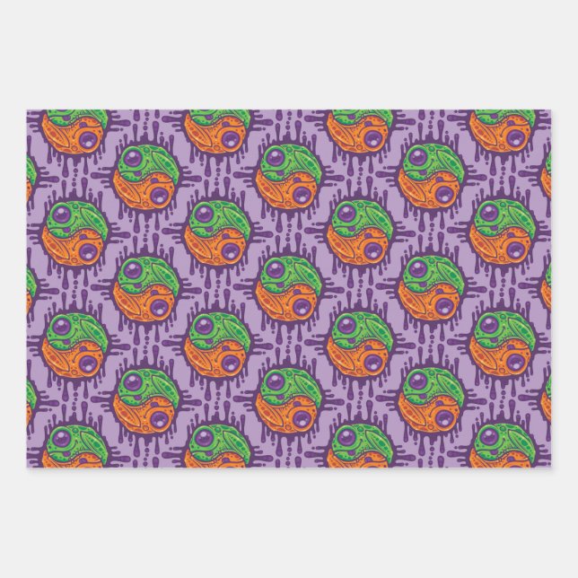 Feuille De Papier Cadeau Grenouille séchée Trippy Yin Yang (Devant)
