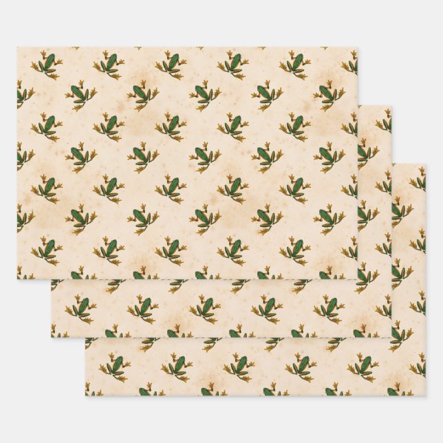 Feuille De Papier Cadeau Grenouille verte (Lot)